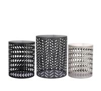 ZJchao Tabouret de Jardin Cylindrique 3 Pièces, Tabouret Rond en Métal, Sièges Décoratifs D'extérieur avec Surfaces Brillantes Essuyables pour Patio, Jardin, Bord de Piscine