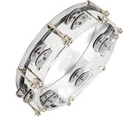 ZJchao Tambourins pour Adultes, Tambourin Ton Tambable à Double Rangée Jingle Bells Instrument de Percussion à Tambour à Main Levée 8in pour Débutants (Transparent)