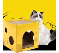 ZJchao Tapis à Gratter en Carton en Forme de Chat avec Espace caché pour Jouer et Se Reposer, Centre d'activités Félin Interactif Amusant