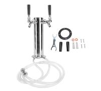 ZJchao Tour de Bière à Double Robinet, Distributeur de Bière Pression en Acier Inoxydable avec 2 Robinets de Contrôle simultané pour Fête, Bar, Pub, Restaurant, Usage Commercial (SILVER)