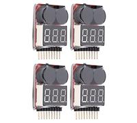 ZJchao Veilleur de Batterie Lipo, Moniteur de Batterie Alarme de Buzzer Basse Tension 4 Pcs 2 en 1 1 8s Testeur de Tension de Lipo Monitor Battery Tester RC Battery Checker