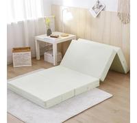ZJEQZH Matelas Pliable 1 Personne 8cm - Mousse Confortable avec Housse - Tapis De Jeu & Chauffeuse Pliante - pour Camping-Car, Extérieur et Camping - Transport Facile(White,200 x 90 x 8cm)