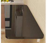 ZJEQZH Table Pliante, Table De Balcon Murale, Table Murale De Cuisine Rabattable en Bois, Bureau D'ordinateur Flottant, Épaisseur 18mm(Black,60cm x 50cm)