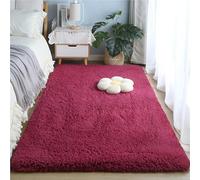 ZJEQZH Tapis Shaggy Poil Long, Doux et Confortable Décoration Moderne, Descente De Lit Antidérapante Lavable pour Salon et Chambre Adulte(Wine Red,60x160 cm)