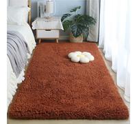 ZJEQZH Tapis Shaggy Poil Long, Doux et Confortable Décoration Moderne, Descente De Lit Antidérapante Lavable pour Salon et Chambre Adulte(Coffee Brown,60x160 cm)