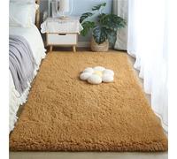 ZJEQZH Tapis Shaggy Poil Long, Doux et Confortable Décoration Moderne, Descente De Lit Antidérapante Lavable pour Salon et Chambre Adulte(Khaki,60 x 90 cm)