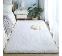 ZJEQZH Tapis Shaggy Poil Long, Doux et Confortable Décoration Moderne, Descente De Lit Antidérapante Lavable pour Salon et Chambre Adulte(White,60 x 90 cm)