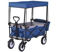 ZJFHEYUO Chariot de Courses, Chariot de Camping Pliable, Chariot de Jardin Portable à 4 Roues, auvent Amovible, brouette de Jardin Pliable à Tirer, Chariot Utilitaire de Jardin po