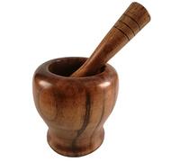 ZJFHEYUO Ensemble de mortier et Pilon en Bois avec Couvercle, broyeur à cuillère, Presse-purée, Poivre, ail, épices, ustensiles de Cuisine