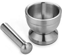 ZJFHEYUO Ensemble mortier et Pilon, mortier et Pilon en Acier Inoxydable Ensemble mortier et Pilon Presse-purée à Main Broyeur à Herbes et épices Broyeur à ail Bol de broyage