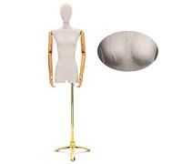 ZJFHEYUO Female Mannequin Torso Body, Flat Shoulder Dummy Model Adjustable Height, Dress Form Busts with Head Arms for Clothing Suit Display, 3 Styles