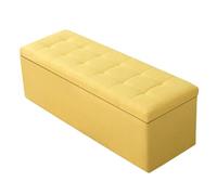ZJFHEYUO Grand Coffre de Rangement Ottoman, Tabouret Pliant rembourré en Tissu de Lin, Repose-Pieds, Pouf de canapé, Espace de Rangement supplémentaire pour Le Couloir, Le Salon e