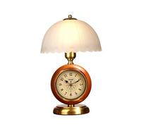 ZJFHEYUO Horloge de Table à Pendule, Horloge de Bureau pour Salon ou Maison, avec Lampe de Bureau et veilleuse, en Bois Massif, Style Chinois Moderne.