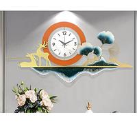 ZJFHEYUO Horloge Murale décorative pour Salon, Style Moderne, Motif forêt de Cerfs, en métal, silencieuse (sans tic-tac), idéale pour la Chambre, Le Bureau ou la Salle à Manger,