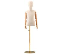 ZJFHEYUO Mannequin Enfant Buste en Plastique avec Bras en Bois, Support en métal, Hauteur réglable, vitrine pour vêtements d'enfants, Argent - XL