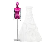 ZJFHEYUO Mannequin Torso Manikin Body, Female Standing Mannequin with Electroplated Arms, Sewing Torso for Display Women Clothes Jewelry, Adjustable 53-77 inch,B,Small