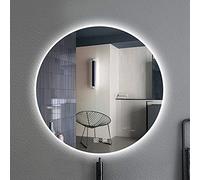 ZJFHEYUO Miroir de Salle de Bain LED, Miroir Mural antibuée avec Bouton Tactile Intelligent, lumière Blanche/lumière Chaude, idéal pour Une décoration Moderne dans la Salle de ba