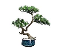 ZJFHEYUO Plantes artificielles Bonsaï Artificiel Simulation Chinoise Podocarpus Pin Plante en Pot Porche Bureau Hall Salle d'étude Ornements Zen, Décoration de Bureau Bonsaï Pin