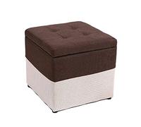 ZJFHEYUO Pouf de Rangement cubique, Repose-Pieds rembourré en Lin, Tabouret de canapé, boîte de Rangement, Tabouret à Langer en Bois Massif, 12 x 12 x 14 Pouces