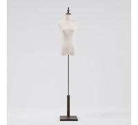 ZJFHEYUO Window Display Female Mannequin Torso Burlap Fabric Manikins Standard Size M Solid Wood Arms Wooden Base