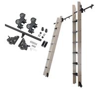 ZJFJMBD Kit De Quincaillerie pour échelle Coulissante - Rail Rond en Acier Noir avec roulettes pour Bibliothèque, 100-600 Cm (échelle Non Incluse)(Size:6.6ft/200cm Track Kit)