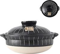 ZJGFCB Donabe Pot en argile japonaise, casserole en faïence chaude, faitout pré-assaisonné fabriqué au Japon (taille : 33,5 x 18,2 cm, couleur : A)