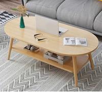 ZJGFCB Table Basse Moderne pour Salon, Table Basse en Bois Massif avec étagère de Rangement, Table Centrale Ovale à Accent en Bois Table de Bout pour Le Bureau à Domicile Petit Appartement