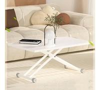 ZJGFCB Table basse relevable, table pliante réglable en hauteur avec dessus de table en bois, pieds en métal croisés robustes, roue verrouillable (taille : 120 x 60 x 10-71 cm)