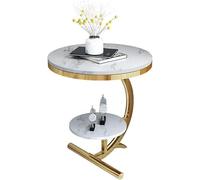 ZJGFCB Table d'appoint en marbre pour canapé, table basse à 2 niveaux, table d'angle ronde pour salon, hôtel (couleur : A)