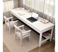 ZJHAHJY Bureau d'ordinateur double extra large en bois avec 2 tiroirs et étagères de rangement, table d'écriture pour bureau à domicile (180,3 x 61 cm (L x l)