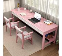 ZJHAHJY Bureau d'ordinateur double extra large en bois avec 2 tiroirs et étagères de rangement, table d'écriture pour bureau à domicile (180,3 x 61 cm (L x l)