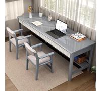 ZJHAHJY Bureau d'ordinateur double extra large en bois avec 2 tiroirs et étagères de rangement, table d'écriture pour bureau à domicile (160 x 61 cm (L x l x P)