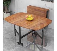ZJHAHJY Drop Leaf Table de salle à manger avec 6 roues, table pliante extensible multifonction pour petits espaces cuisine, chambre à coucher, salon, pour 2 à 6 personnes (120 x 80 cm, marron)