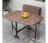 ZJHAHJY Drop Leaf Table de salle à manger avec 6 roues, table pliante extensible multifonction pour petits espaces cuisine, chambre à coucher, salon, pour 2 à 6 personnes (119 x 70 cm, noyer)