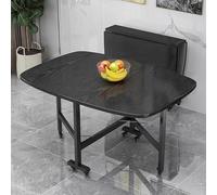 ZJHAHJY Drop Leaf Table de salle à manger avec 6 roues, table pliante extensible multifonction pour petits espaces cuisine, chambre à coucher, salon, pour 2 à 6 personnes (119 x 70 cm, noir)