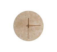 ZJHAHJY Horloge Murale Ronde en travertin, Applique en Pierre Naturelle - Éclairage Minimaliste Moderne et Horloge pour Chambre et Salon - Décoration Nordique Beige Wabi Sabi (23 cm)