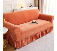 ZJHAHJY Housse de canapé Une Place adaptée à Toutes Les Saisons, avec Jupe intégrée, Lavable et Anti-poussière, dotée d'une Mousse antidérapante et d'un élastique en Bas, Motif Jacquard Orange.