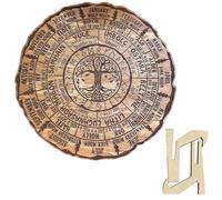 ZJHAHJY Panneau en bois de la roue de l'année, décoration ronde en bois de la roue du calendrier, panneau païen avec runes de sorcières, panneau païen gravé pour décoration de vacances