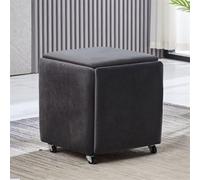 ZJHAHJY Pouf de Rangement 5 en 1, Repose-Pieds Moderne en Forme de Cube, empilable, Multifonction, Petit siège, Table Basse Pliable, canapé de Salon, Velours Gris, Grand