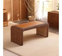 ZJHAHJY Table basse rectangulaire faite à la main en rotin - Grand plateau de lit - Meuble de style vintage - Parfait pour salon, balcon, rebord de fenêtre, restaurant, café, pique-nique