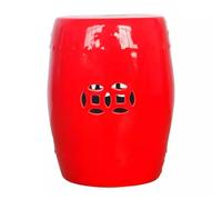 ZJHAHJY Tabourets de jardin décoratifs, tabouret de jardin en céramique, table d'appoint ronde pour extérieur, tabouret tambour creux, pour patio, terrasse, jardin (33 x 45 cm, rouge)