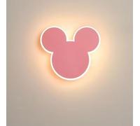 ZJHESXV LED Mickey Dimmable Lampe Murale Lampe pour Enfants Intérieur Créative Moderne Applique Lumière Tricolore 9W Applique pour Salon Chambre à Coucher 20 * 17cm,Rose