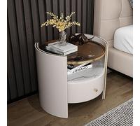 ZJHESXV Table de Chevet Moderne avec tiroirs de Rangement, Double Plan de Travail, Table d'appoint Ronde en métal Pratique, pour Chambre, Salon, dortoir (Couleur : Blanc - A)