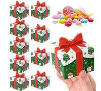 zjhukfmc Boîtes à bonbons de Noël, conteneur pliable avec nœud rouge | Petites boîtes à bonbons pour Noël | Pour biscuits, collations, pâtisseries, cupcakes, brownies, beignets, chocolats, famille