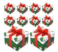 zjhukfmc Boîtes à bonbons de Noël - Conteneur portable avec nœud rouge - Boîtes en papier de Noël avec nœud - Pour chocolats, biscuits, cupcakes, brownies, collations, pâtisseries, biscuits, beignets