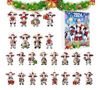 zjhukfmc Calendrier de l'Avent, pendentif vache de 24 jours - Calendrier de compte à rebours de Noël - Décoration d'intérieur 2D en acrylique pour les vacances, les activités scolaires, le temps
