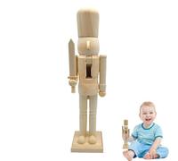 zjhukfmc Figurines Casse-Noisette | Casse-Noisette Brut 38 Centimètres | Figurine en Bois à Peindre pour Artisanat Décoratif | Pièce Maîtresse de Table pour Étagère Noël