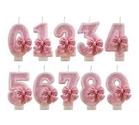 zjhukfmc Lot de 10 bougies d'anniversaire en forme de chiffre de 0 à 9 - Chiffres de 7,5 cm - Pour décoration de gâteau - Rose