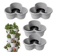 zjhukfmc Tour de jardin à 4 niveaux empilables pour fraisiers - Système de jardin flexible à l'intérieur - Plateau pour fraises, fleurs et légumes inclus