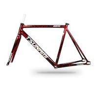 ZJIEDB Cadre de vélo à pignon Fixe 49 cm, 52 cm, 55 cm, 58 cm, Cadre en Alliage d'aluminium 700C, Freins C, 100/120 mm, Cadre à dégagement Rapide (Rouge, 58 cm)